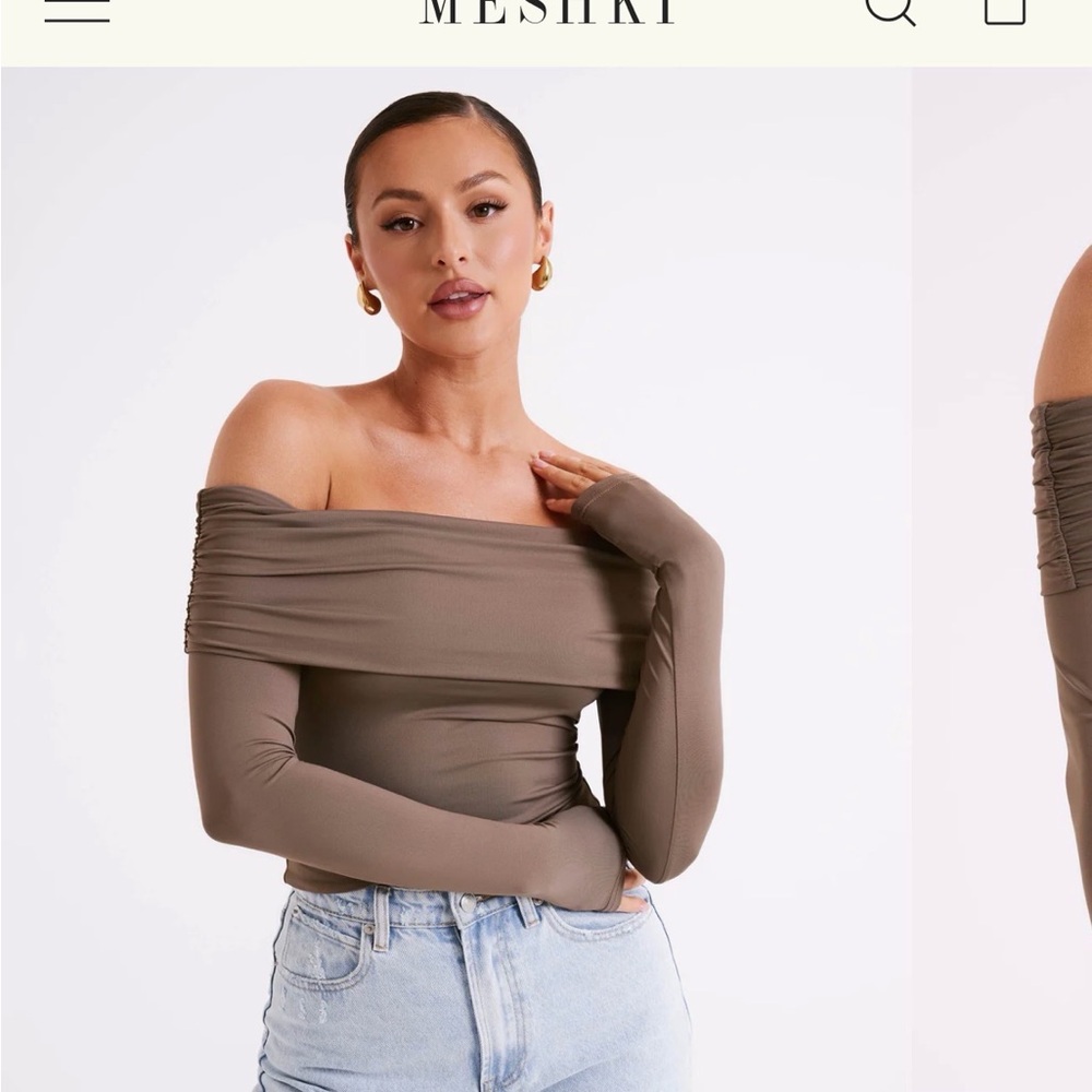 Meshki Off-Shoulder Blouse - Brown
